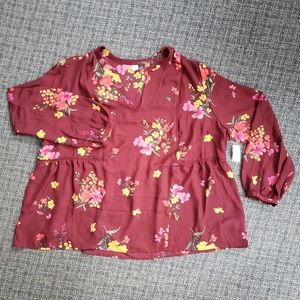 NWT floral long sleeve blouse